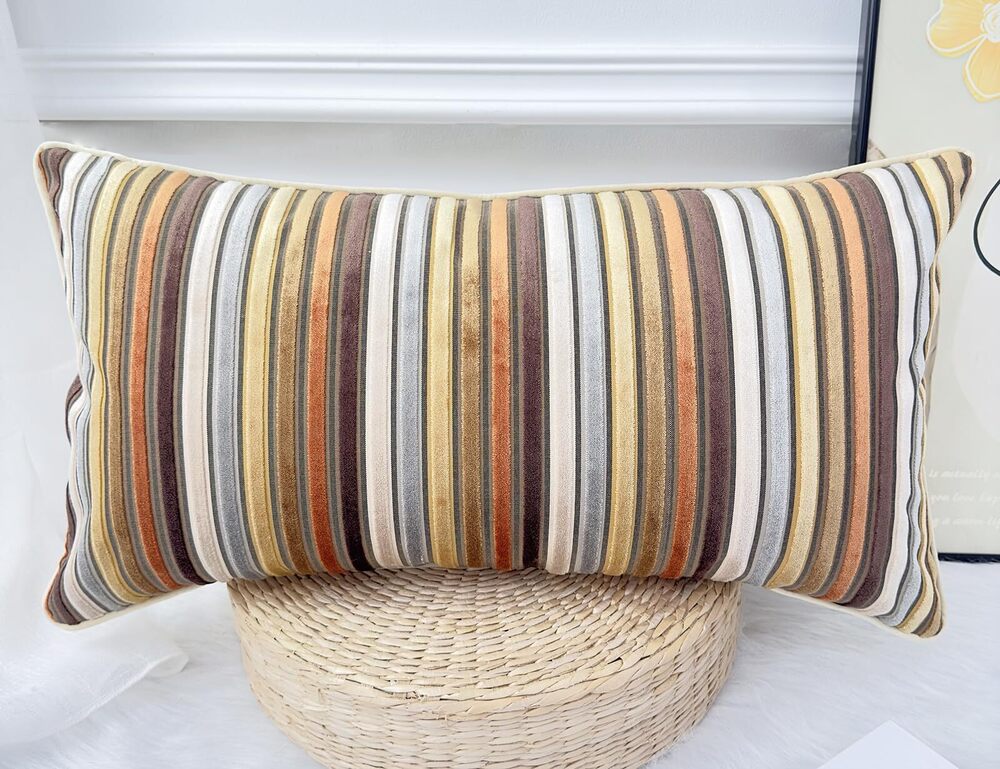 9485 Modern Velvet Pile Long Lumbar Throw Pillow Cover - 12 x 24, Luxury